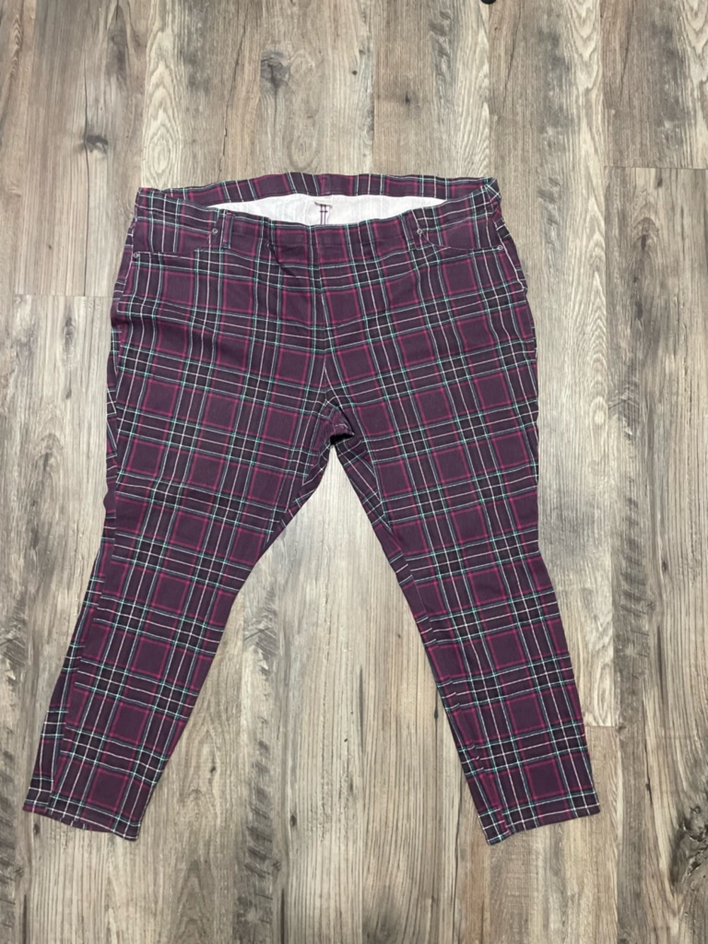 Terra & Sky Plum Plaid Trousers with Teal Accents 4XL